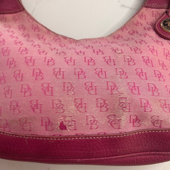 Dooney & Bourke Vintage Pink Canvas/ Leather Signature Hobo Shoulder Bag- REHAB - Picture 12 of 16
